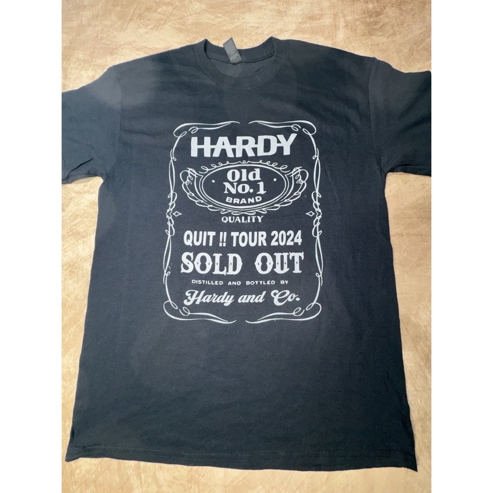 Tan HARDY QUIT! Tour 2024 Shirt Size Medium Black